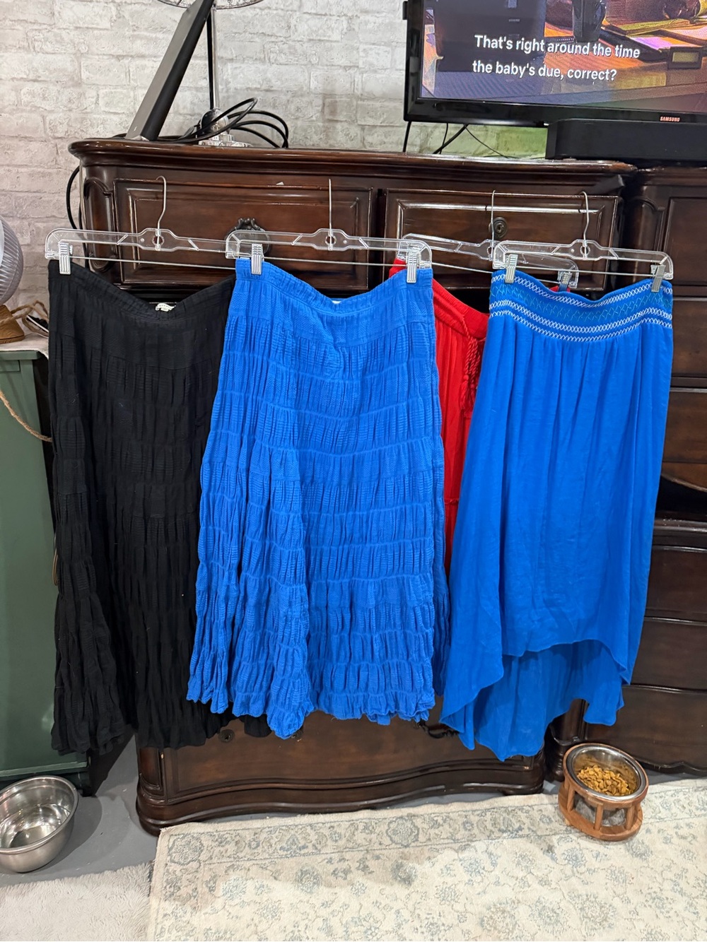 Max Studio Black, Royal Blue & Red Tiered Maxi Skirts - Set of 4